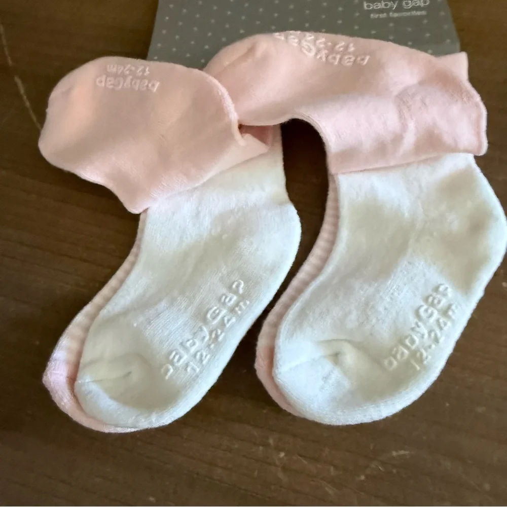 NWT Baby Gap bear stripe pink white Socks 3-pack 12-24months